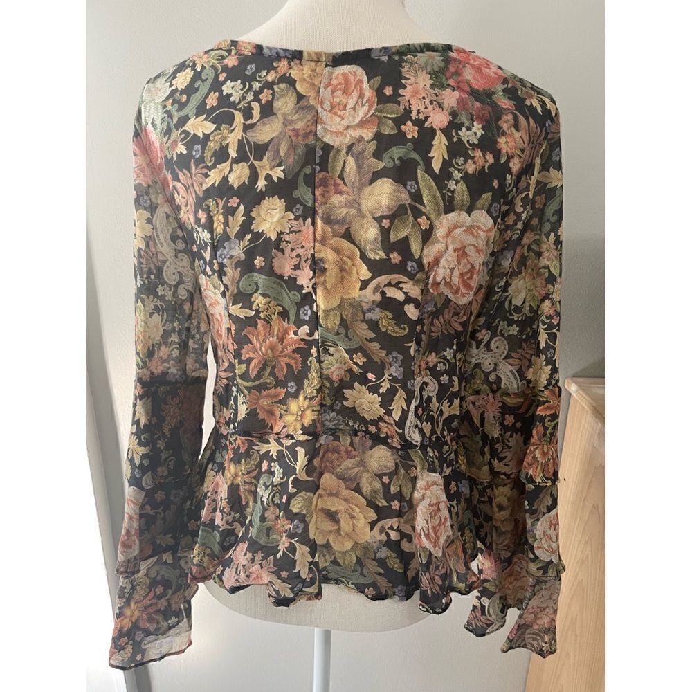Brazilian brand floral blouse hand sewn beads - Picture 2 of 2